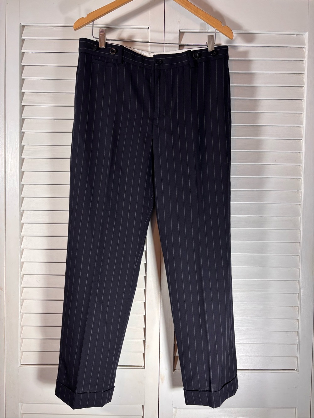 Polo Ralph Lauren Women's Wool Trousers Navy Pinstripe Tailored Size 8